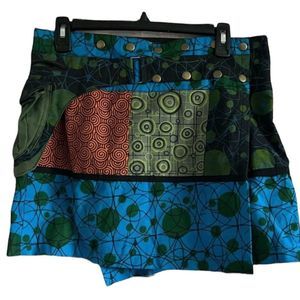 Etnika Mixed Print 100% Sustainable Cotton Wrap Skirt Size M